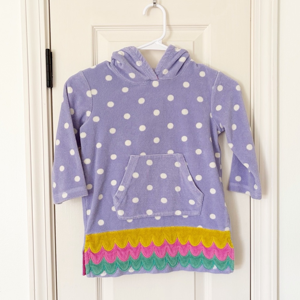 Mini Boden Toweling Terrycloth Girls Swim Cover-Up Chicken 4-5y runs small